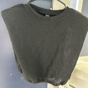 Black Waffle Crop Top